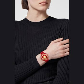 Medusa Pop Red Dial Silicone Watch