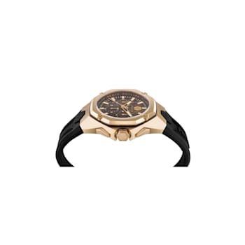 Philipp Plein Octagon Beige Dial Yellow Bezel Black Silicone Strap Watch