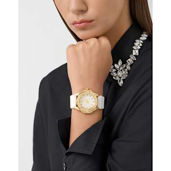 Plein Majesty White Dial Silicone Strap Crystal Watch