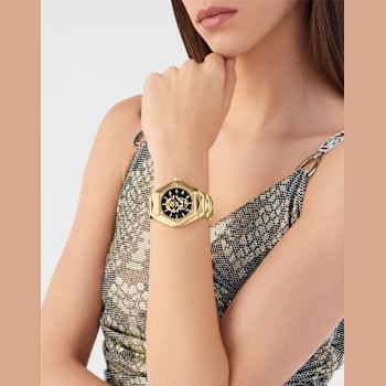 The $kull Spikes IP Yellow Bracelet Watch