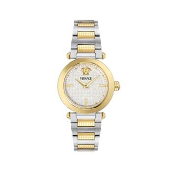Versace Greek Silver Tone Dial Two-tone Stainless Steel Bracelet Watch