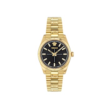Versace Millenyium Black Dial Yellow Stainless Steel Bracelet Watch