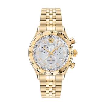 Versace Hellenyium White Sunray Dial Chrono Bracelet Watch