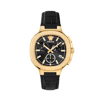 V-Chrono Square Black Dial Leather Strap Watch