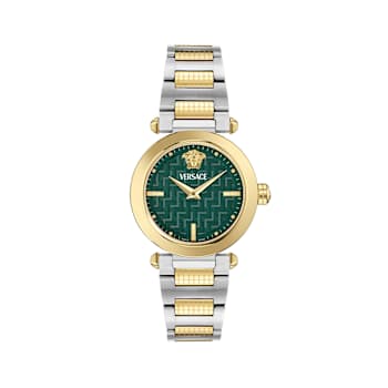 Versace Greek Green Dial Two-tone Stainless Steel Bracelet Watch