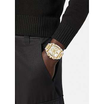Versace Dominus Silver Tone Dial Two-tone Stainless Steel Chronograph Watch