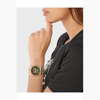 Philipp Plein Date Superlative Black Dial Yellow Stainless Steel
Bracelet Watch