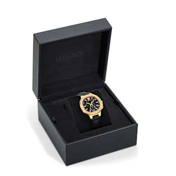 V-Chrono Square Black Dial Leather Strap Watch
