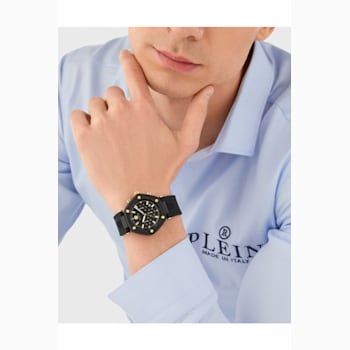 Philipp Plein The Hexagon Chrono Black Silicone Strap Watch