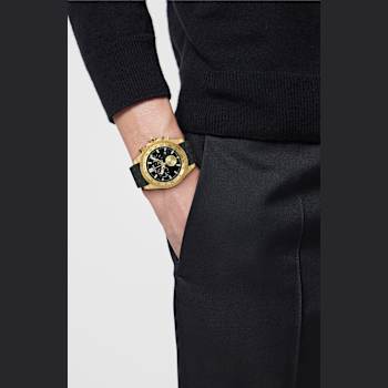 Versace Chrono X Black Dial Leather Watch