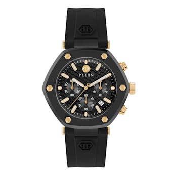 Philipp Plein The Hexagon Chrono Black Silicone Strap Watch