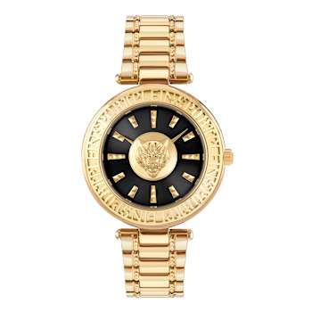 Opium Black Dial IP Yellow Bracelet Watch