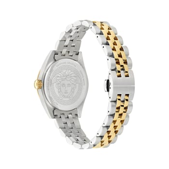 V-Code Womens Watch Two Tone Case Green Guilloché Dial Two Tone Bracelet