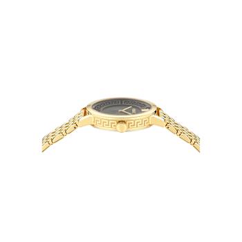 Greca Fortuna Black Dial Yellow Stainless Steel Bracelet Watch