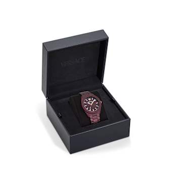 V-Dome Aluminum Bracelet Burgundy Dial Watch