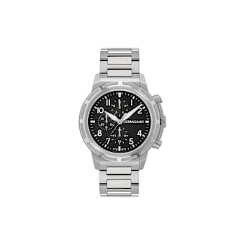 Ferragamo Sport Chrono Black Dial Stainless Steel Bracelet Watch