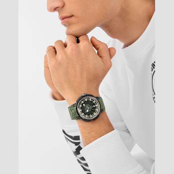 Tiger Power Black Case and Dial Silicone Strap Watch