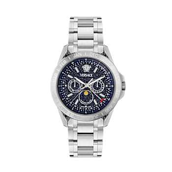 V-Galaxy Moonphase Blue Dial Stainless Steel Bracelet Watch