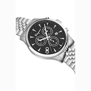 Ferragamo Duo Chrono Black Dial Stainless Steel Bracelet Watch