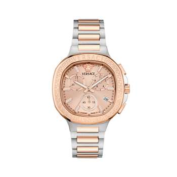 V-Chrono Square Rose Dial Two-tone Stainless Steel Bracelet Watch