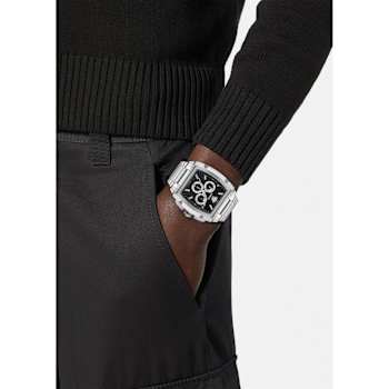 Versace Dominus Black Dial Stainless Steel Chronograph Watch