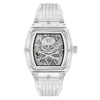 The $keleton Crystal Automatic Silver Skeleton Dial Watch