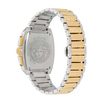 Versace Dominus Silver Tone Dial Two-tone Stainless Steel Chronograph Watch