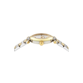 Versace Greek Silver Tone Dial Two-tone Stainless Steel Bracelet Watch