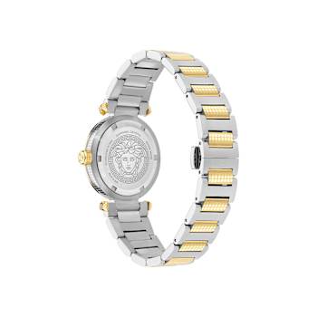 Versace Greek Silver Tone Dial Two-tone Stainless Steel Bracelet Watch