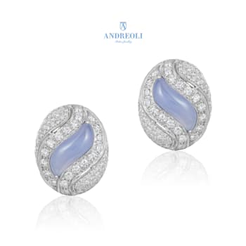 Andreoli Chalcedony And Diamond Earrings