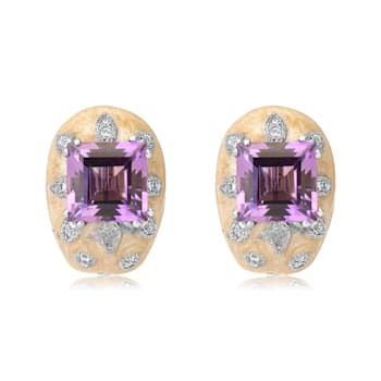 Andreoli Enamel Amethyst And Diamond Earrings