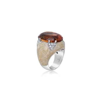 Andreoli Enamel Citrine And Diamond Ring