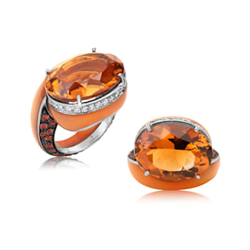 Andreoli Mother of Pearl Citrine And Diamond Ring
