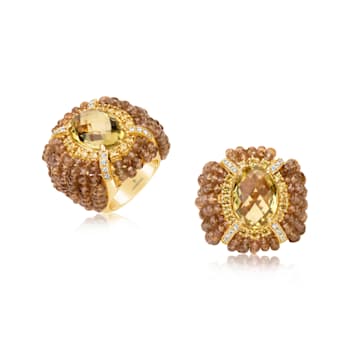 Andreoli Garnet, Lemon Quartz, And Diamond Ring