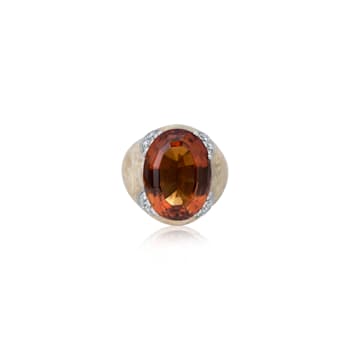 Andreoli Enamel Citrine And Diamond Ring