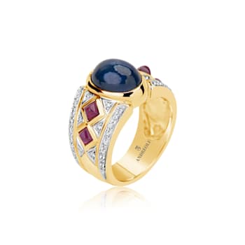 Andreoli Sapphire, Ruby, And Diamond Ring