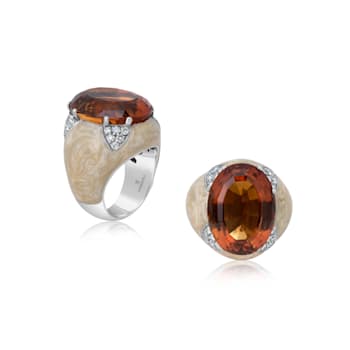 Andreoli Enamel Citrine And Diamond Ring