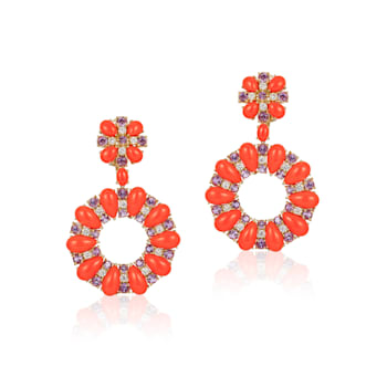Andreoli Coral, Amethyst, And Diamond Earrings
