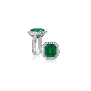 Andreoli Emerald And Diamond Ring