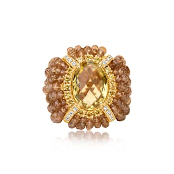 Andreoli Garnet, Lemon Quartz, And Diamond Ring