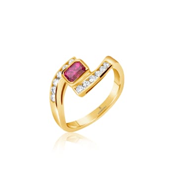 Andreoli Ruby And Diamond Bypass Ring