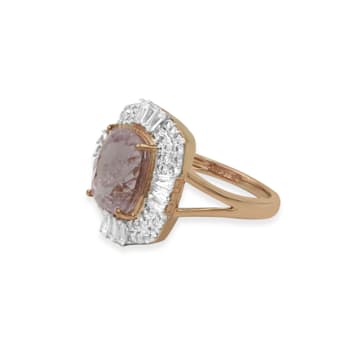 18K Gold Over Sterling Silver Kunzite And White Topaz Ring 6.55ctw