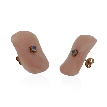 Sterling Silver Pink Opal And Tanzanite Studs 29.96ctw