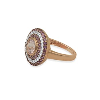 18K Gold Over Sterling Silver Morganite,Rhodolite And White Topaz Ring
2.97 ctw