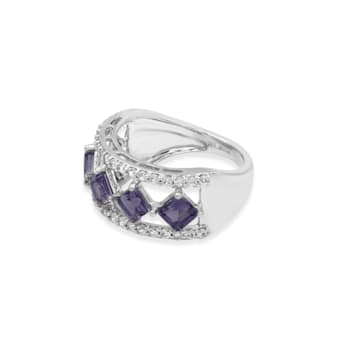 Rhodium Over Sterling Silver Brazilian Amethyst And Natural Zircon Ring 2.59ctw