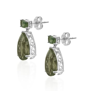 Sterling Silver Green Amethyst And Mint Kyanite Earrings 12.40ctw