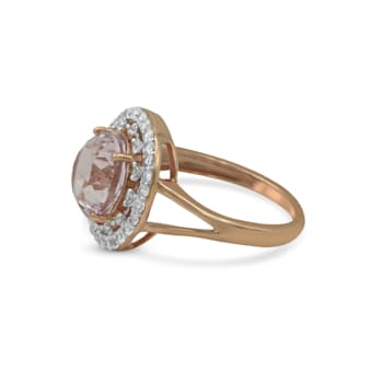 18K Gold Over Sterling Silver Kunzite And Natural Zircon Ring 5.73ctw