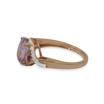18K Gold Over Sterling Silver Kunzite,Ruby And Natural Zircon Ring 3.67ctw