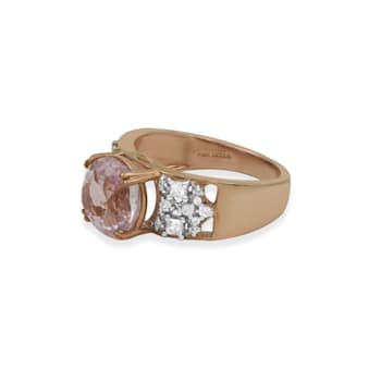 18K Gold Over Sterling Silver Kunzite And Natural Zircon Ring 5.43ctw