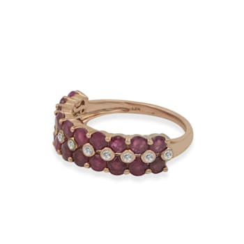 18K Gold Over Sterling Silver Ruby And White Topaz Ring 3.32ctw